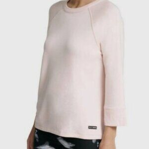 DKNY Sport Womens Tie Back Top Lotus Pink Small Activewear Shirt 3/4 sleeve NEW